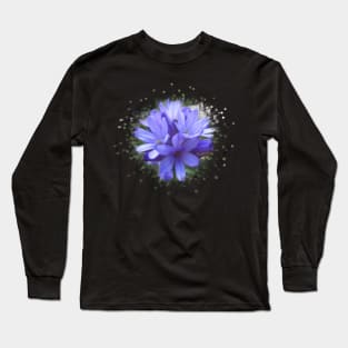 blue flowers, flower, blooms, splash, nature Long Sleeve T-Shirt